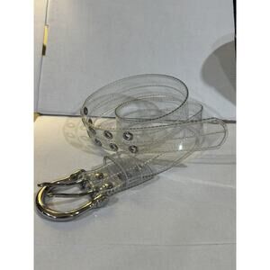 Vtg Women's Clear Plastic Silver Grommet Belt 90's Y2K Goth - Size XS/S